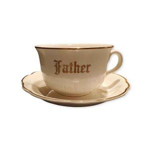 Vintage " Father " Cup & Saucer Gold lettering